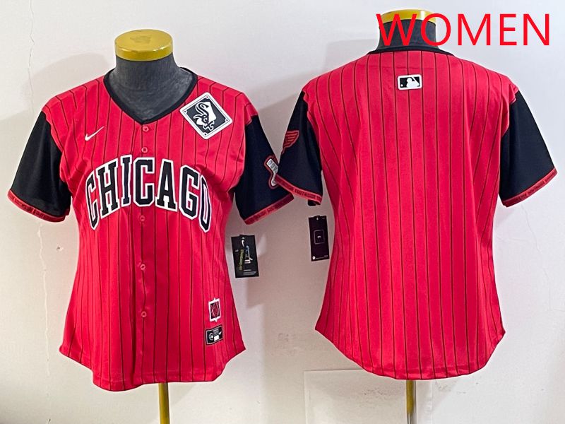 Women Chicago White Sox Blank Red Stripe Joint Name Nike 2025 MLB Jersey style 6->women mlb jersey->Women Jersey